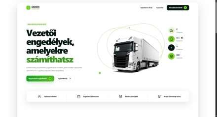 KamionJogosítvány weboldal desktop megjelenése